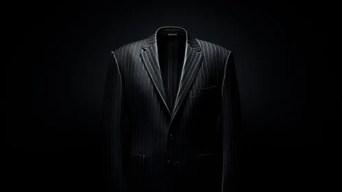 Elegant Black Suit Jacket with White Shirt and Silk Black Tie