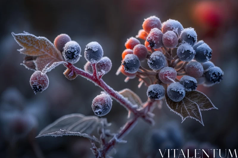 Frost Covered Brown Berries in a Morning Scene - Nikon D850 AI Image