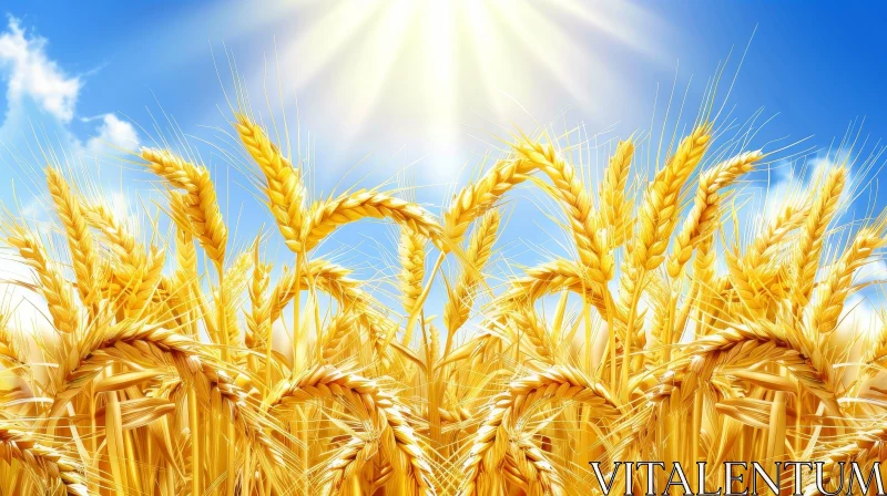Golden Wheat Field on Sunny Day AI Image