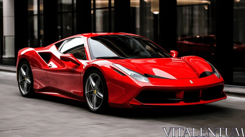 Red Ferrari Sports Car: Hyper-Realistic Rendering AI Image