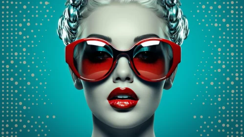 Serious Woman with Red Sunglasses | Close-Up Portrait