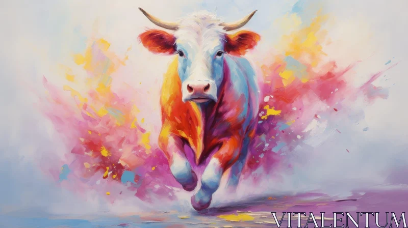 AI ART Modern Cow Painting - Colorful Abstract Art