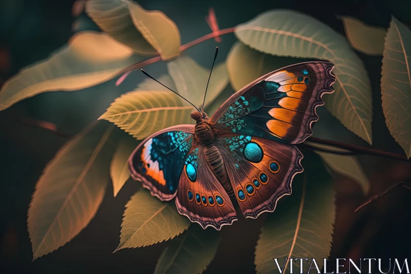 Captivating Butterfly Artwork on Leaf | Nature-inspired Beauty AI Image