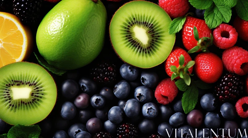 Colorful Fresh Fruits Close-Up AI Image