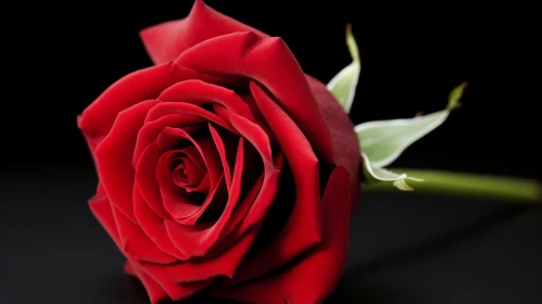 Dark Red Rose Bloom on Black Background