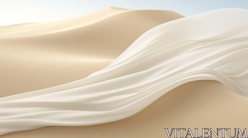 Desert Sand Dune with White Silk Cloth AI Image