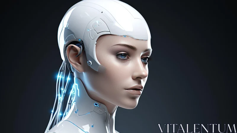 Futuristic Young Woman Portrait with White Hair AI Image
