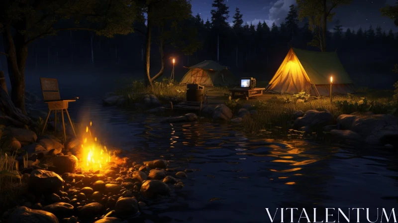Night Campsite Serenity AI Image