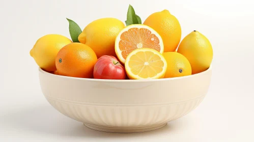 Bright and Fresh Lemons and Oranges in a Bowl