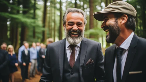 Enchanting Forest Stroll with Two Men