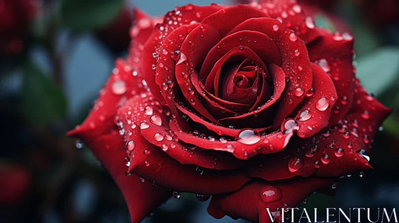 Red Rose in Full Bloom: Captivating Beauty in Close-Up AI Image