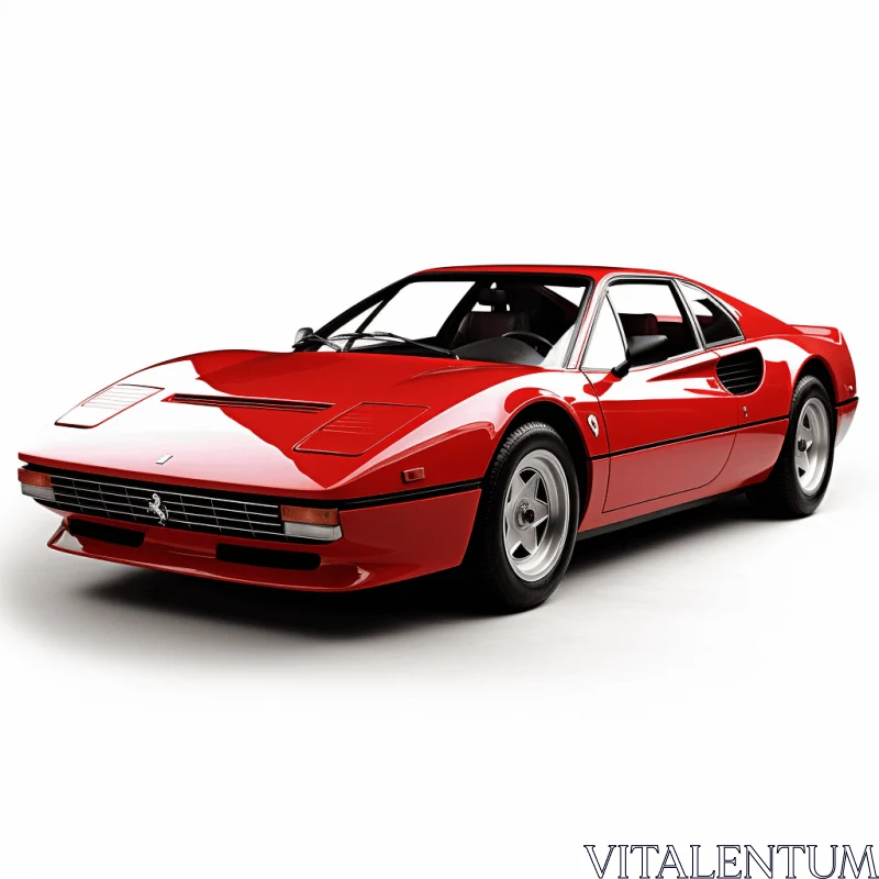 Red Sports Car on White Background | Historical Reproductions | Ultra HD 1980s Image AI Image