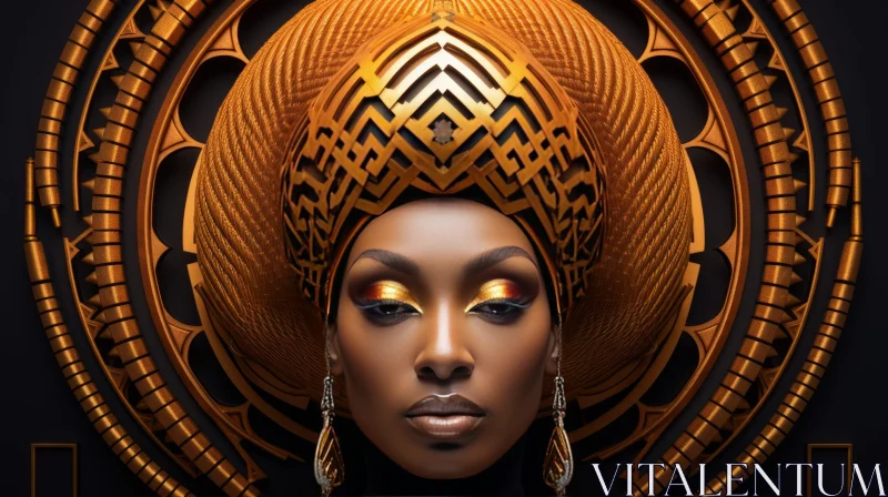 AI ART Beautiful African Woman Portrait with Golden Crown