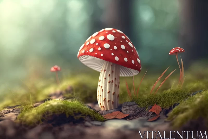 Enchanting Red Mushroom in Mystical Forest | Photo-Realistic Art AI Image