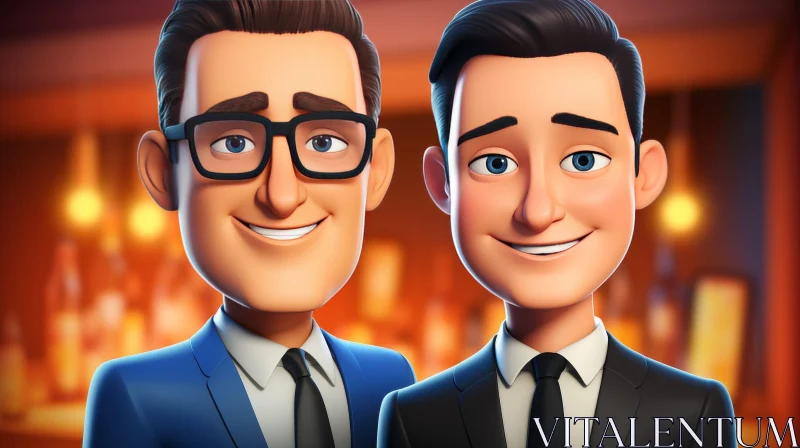 Smiling Men in Suits | Bar Scene Characters AI Image