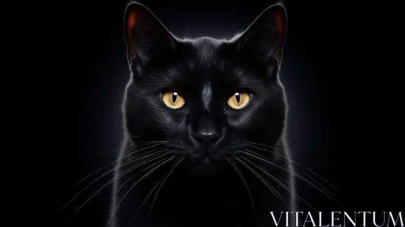 Intense Black Cat Portrait AI Image