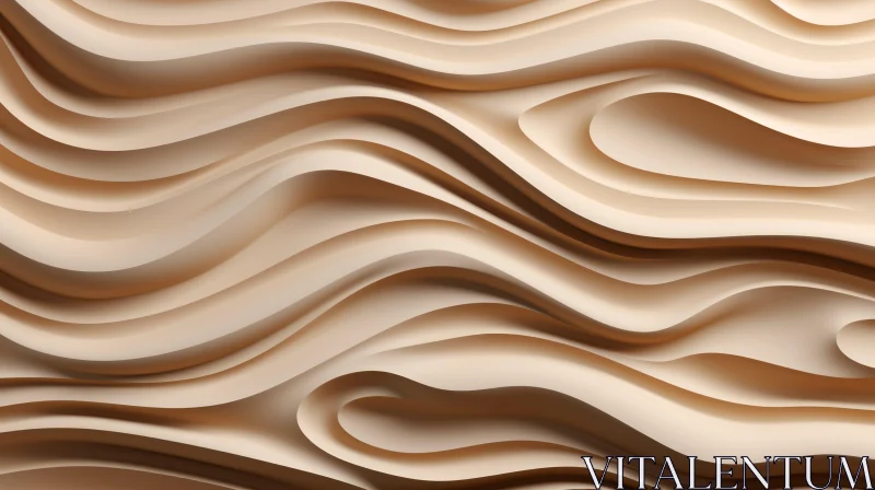 AI ART Wavy 3D Surface in Light Brown