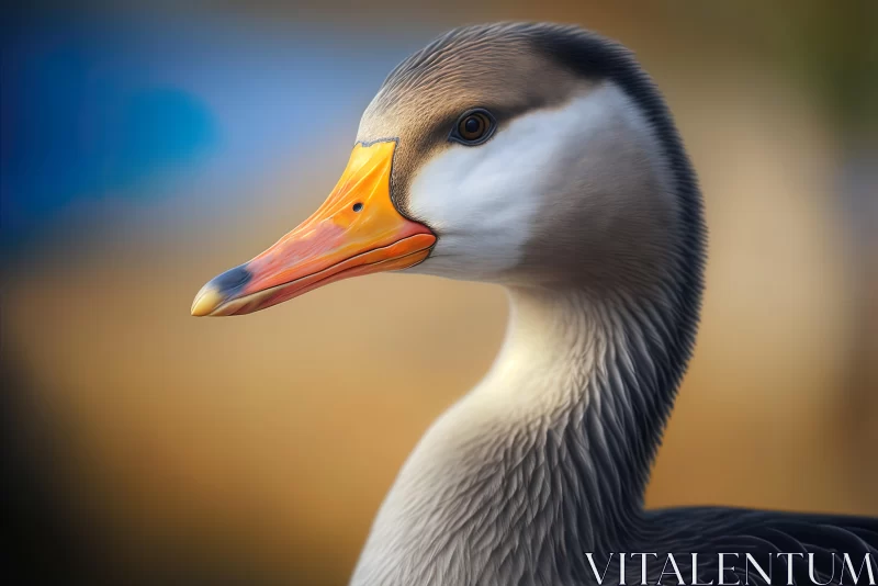 Brown Goose with Orange Beak - Digital Airbrushing Artwork AI Image