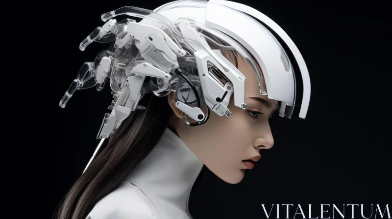 AI ART Futuristic White Helmet Design on Woman