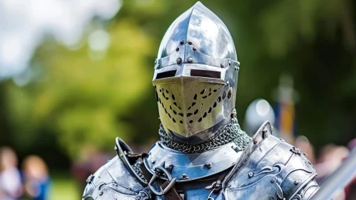 Medieval Knight in Armor with Sword AI Image