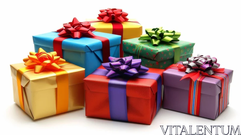 AI ART Six Colorful Gift Boxes - Festive Present Collection