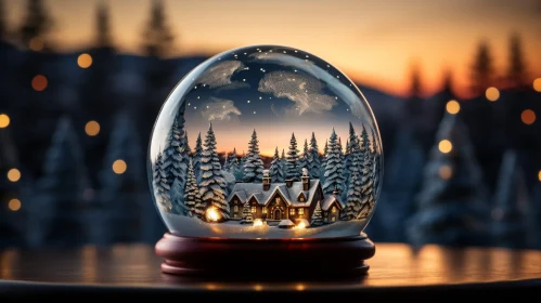 Winter Wonderland Snow Globe 3D Rendering