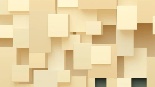 Abstract Geometric 3D Rendering - Beige Cubes Background