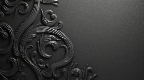 Elegant Black Floral Pattern Background - 3D Illustration