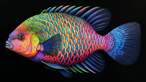 Colorful Parrotfish Painting - Realistic Art