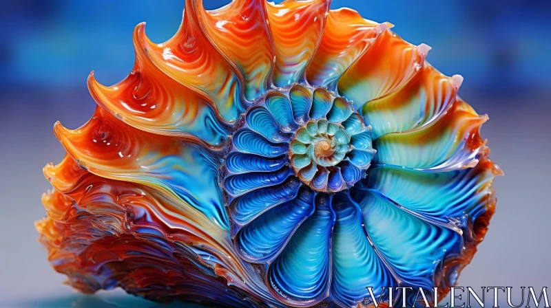 Colorful Seashell Close-up - Nature Beauty AI Image