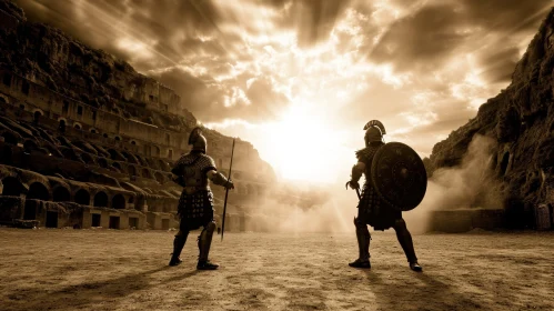 Gladiators in Arena: Epic Battle Scene AI Image
