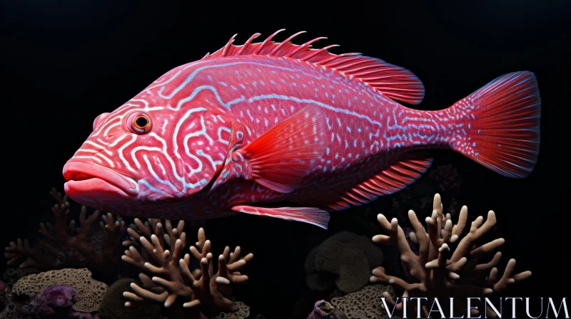 Graceful Red Fish Swimming in Colorful Coral Reef AI Image