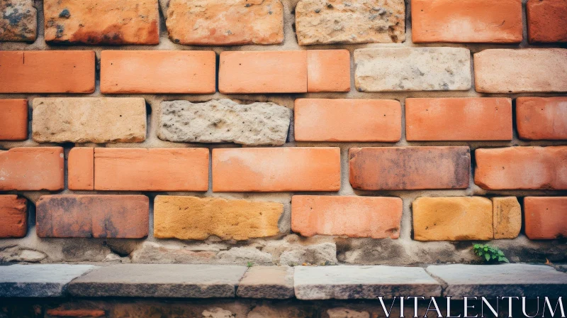 Rustic Brick Wall with Red and Yellow Bricks AI Image