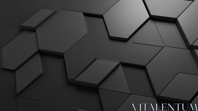 Black Hexagons Abstract 3D Background AI Image