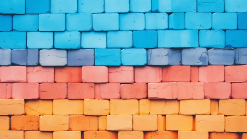 Brick Wall Texture in Blue Gray Orange
