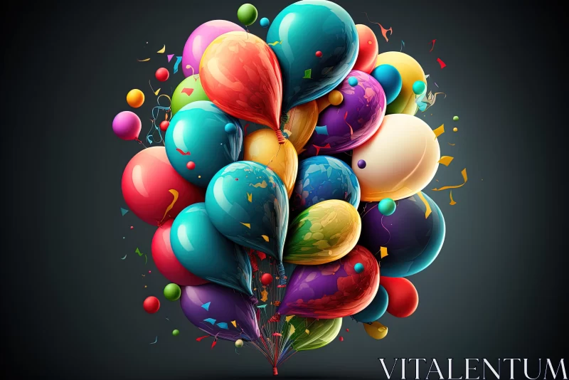 Colorful Birthday Balloons - Hyper-Detailed Illustrations AI Image