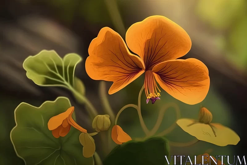 Enchanting Orange Flower in Digital Painting | Charming Illustrations AI Image