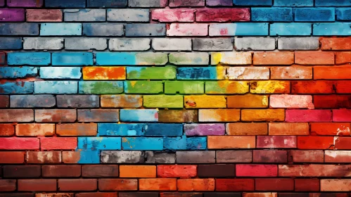 Colorful Brick Wall Texture Close-up Photo