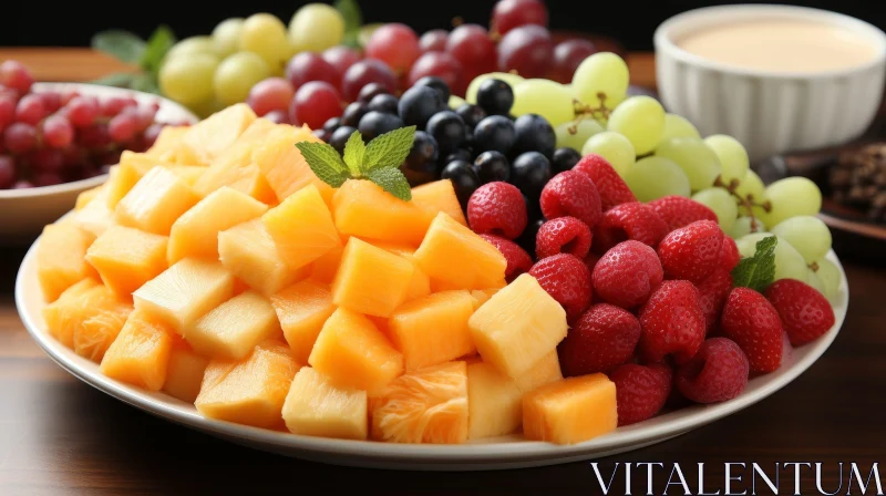 Delicious Plate of Fresh Fruit: A Visual Treat AI Image