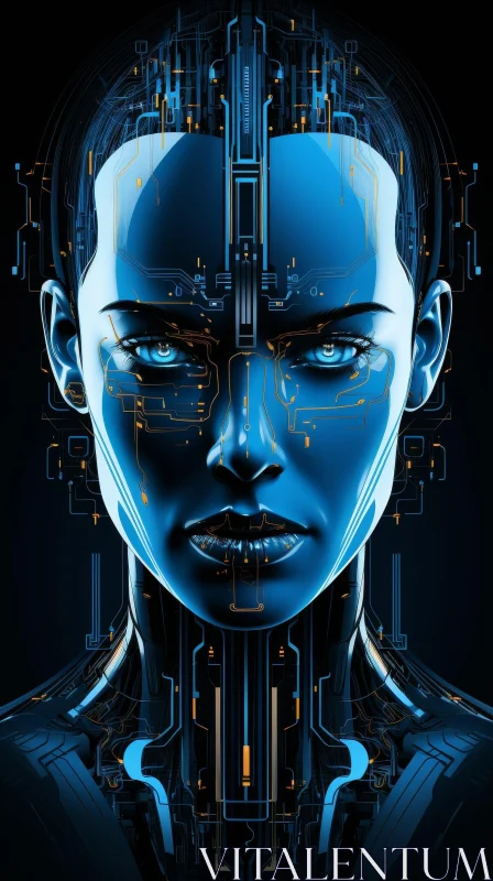 AI ART Female Cyborg Portrait - Futuristic Technology Art