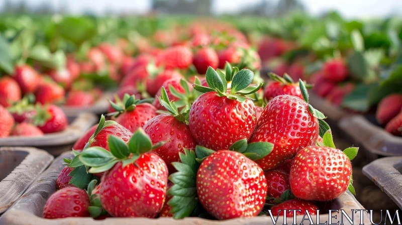 AI ART Fresh Red Strawberries in Wooden Basket