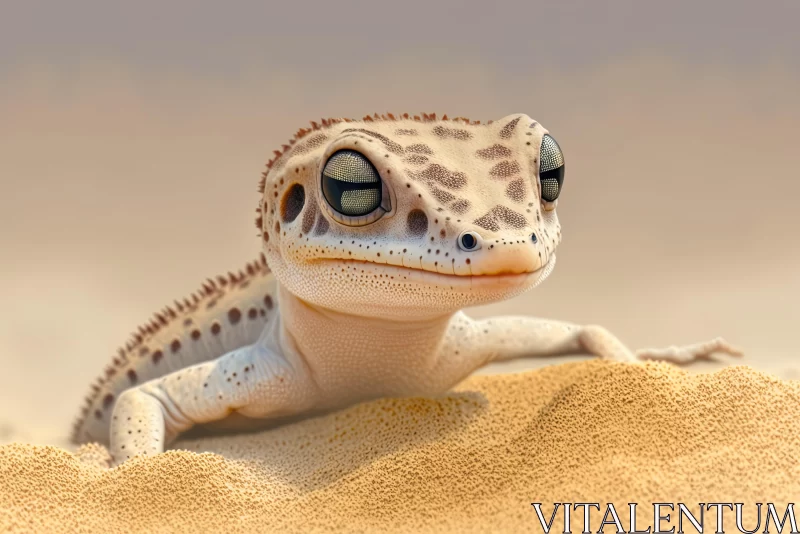 Detailed Gecko in Sand | Ray Tracing | Soft Color Blending AI Image