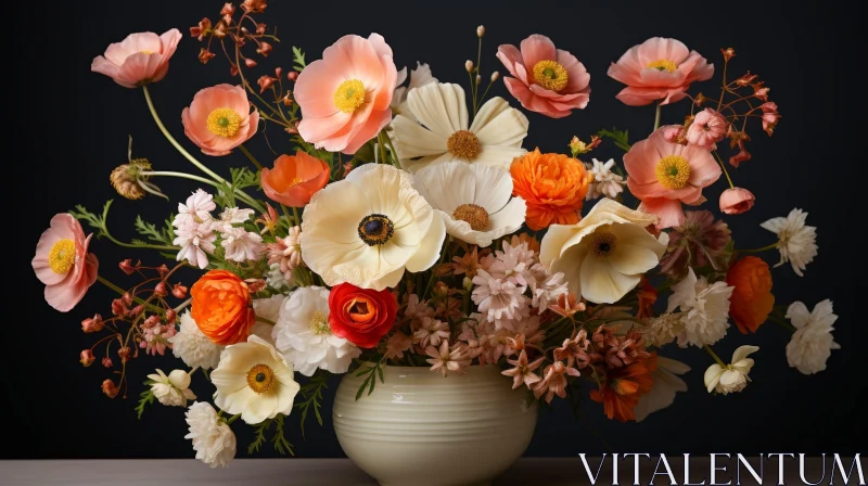 Elegant Floral Composition in Pale Yellow Vase AI Image