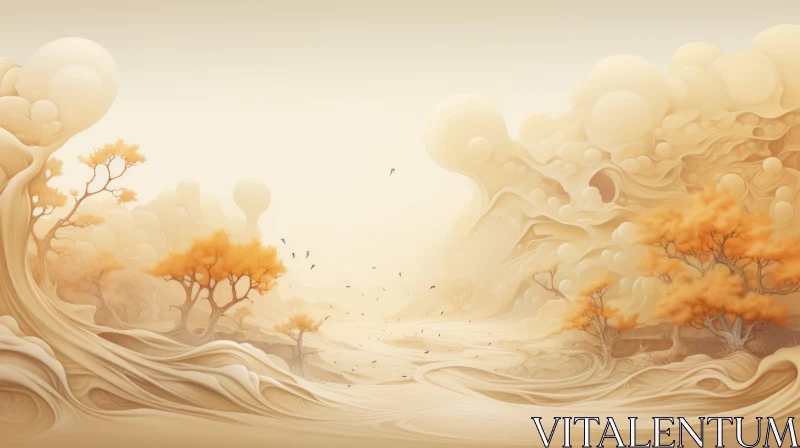AI ART Sage Desert Landscape with Rock Formations and Trees
