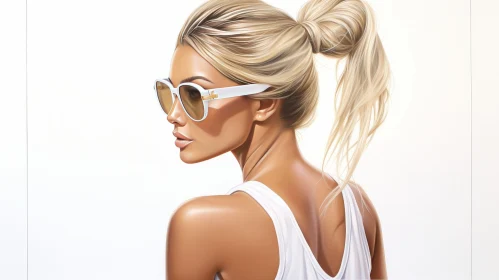 Young Woman Portrait - White Sunglasses