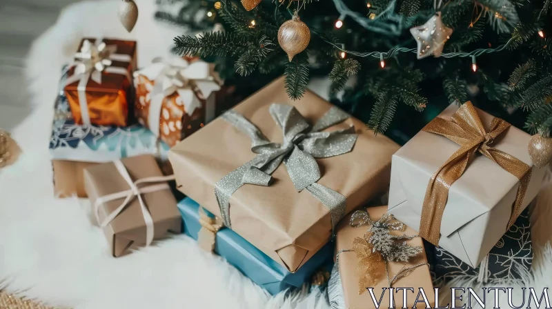AI ART Festive Christmas Tree and Gifts Decoration