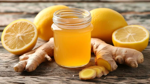 Delicious Lemon Ginger Syrup in Glass Jar