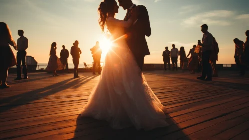 Romantic Wedding Silhouette at Sunset