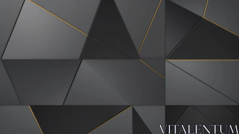 AI ART Black and Gold Geometric Surface - Abstract 3D Rendering