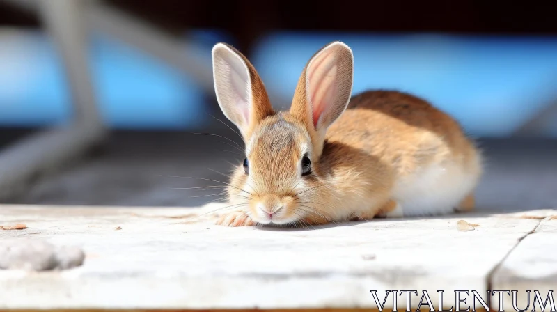 AI ART Brown Rabbit on Wooden Floor - Serene Wildlife Capture